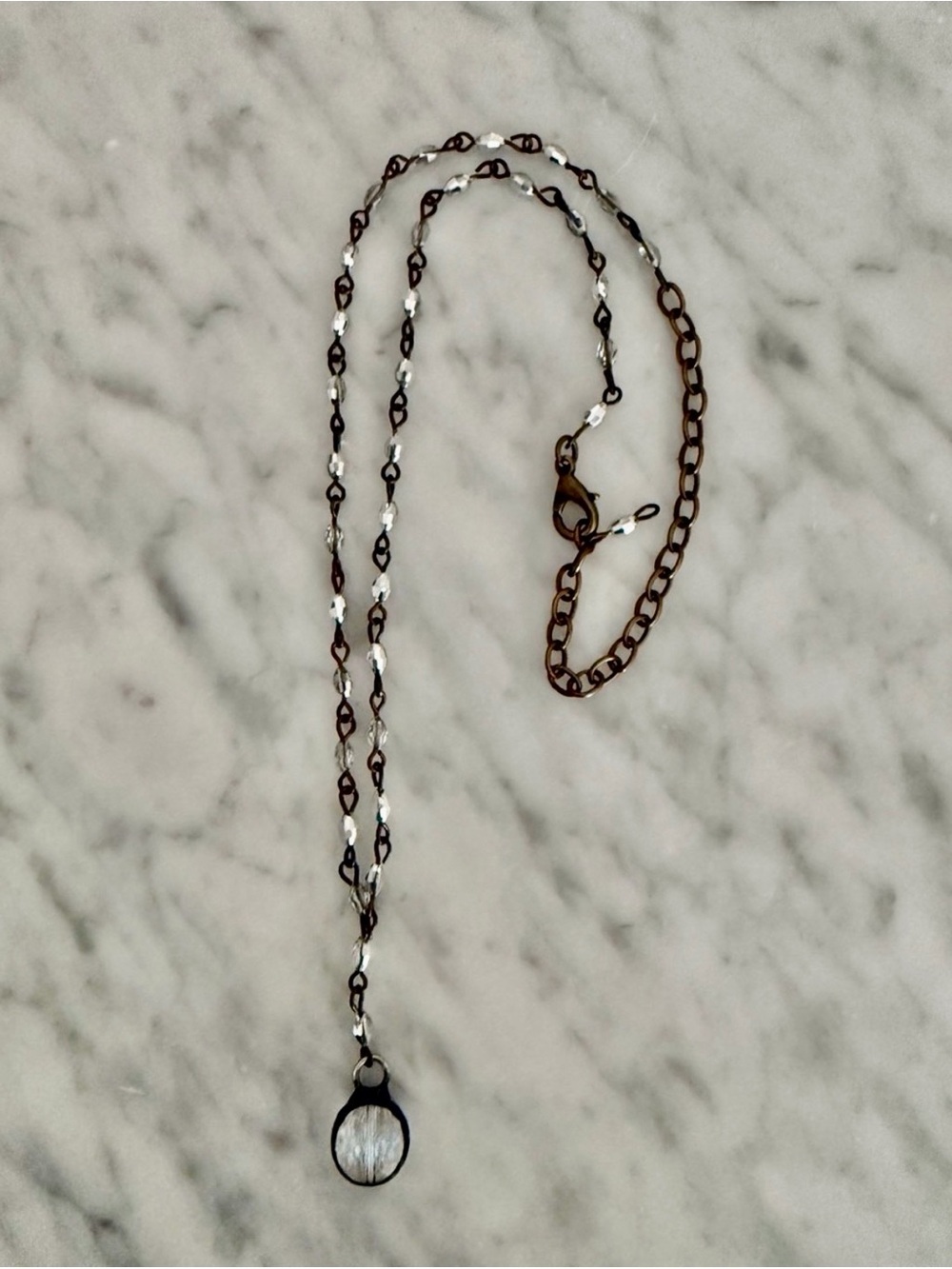 🌟Inspire Delicate Black and Silver Beaded rustic Pendant Necklace